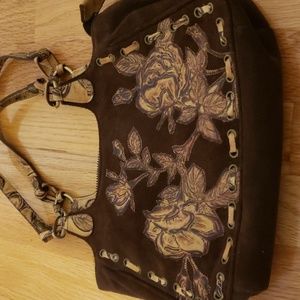 Suede and leather handbag